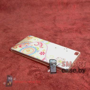 Силиконовый чехол для Huawei Ascend P8 (рисунок со стразами)