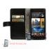 Кожаный чехол-кошелек для HTC Desire 600 черный Crazy Horse