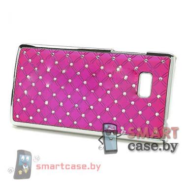 Накладка для HTC desire 600 со стразами (Розовая)