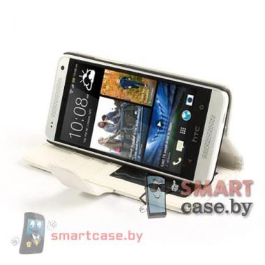 Чехол кошелек для HTC mini (белый)