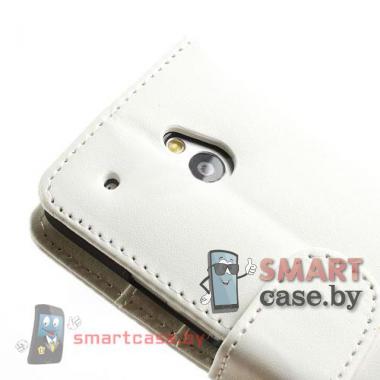 Чехол кошелек для HTC mini (белый)