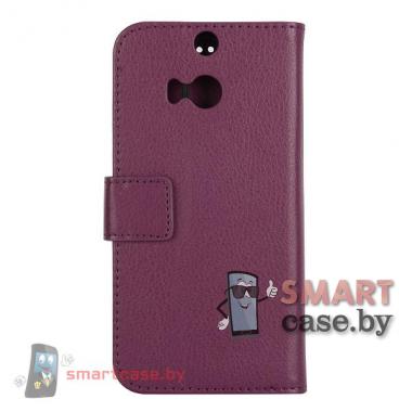 Кожаный чехол-книжка для HTC One M8 (Фиолетовый)