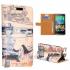 Чехол-кошелек с магнитной застежкой для HTC One (Ретро-машина и Эйфелева башня)