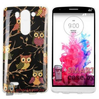 Чехол для LG G3 mini (D722, D725) силиконовый (Совушки на дереве)