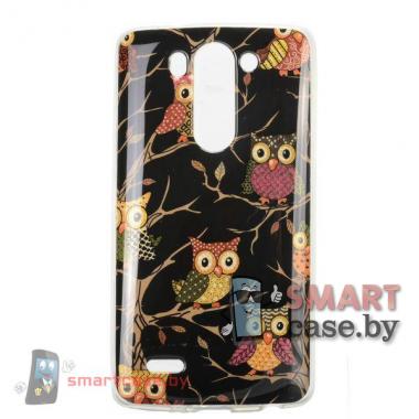 Чехол для LG G3 mini (D722, D725) силиконовый (Совушки на дереве)