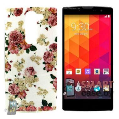 Чехол для LG Magna силиконовый (Красные цветы)
