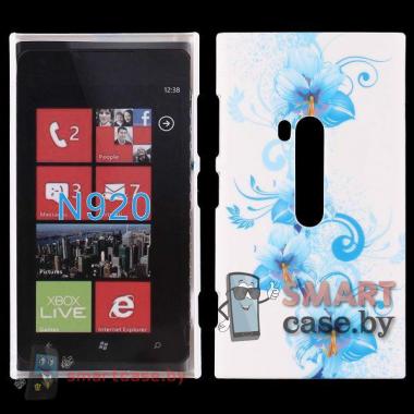 Пластиковый футляр для Nokia Lumia 920 (голубые цветы)