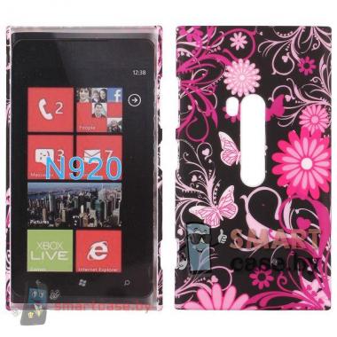 Пластиковый футляр для Nokia Lumia 920 (розовые бабочки)
