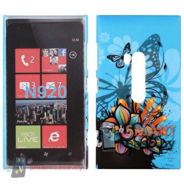 Пластиковый футляр для Nokia Lumia 920 (бабочка и цветок)
