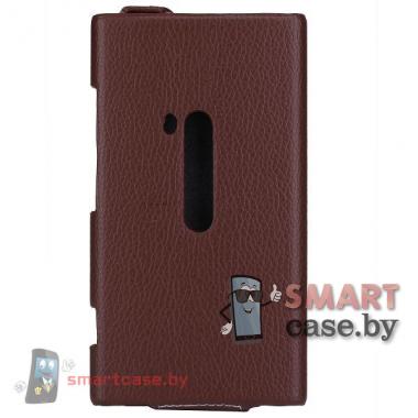 Кожаный чехол флип для Nokia Lumia 920 (коричневый)