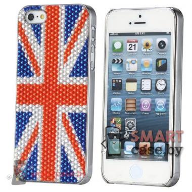 Чехол с покрытием из кристаллов для iPhone 5, iPhone 5s (Британский флаг)