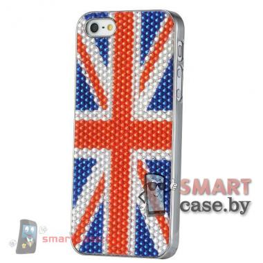 Чехол с покрытием из кристаллов для iPhone 5, iPhone 5s (Британский флаг)