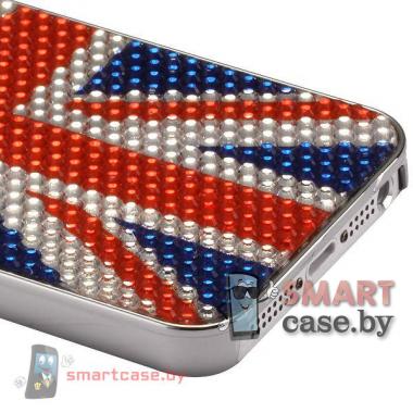 Чехол с покрытием из кристаллов для iPhone 5, iPhone 5s (Британский флаг)