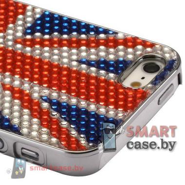 Чехол с покрытием из кристаллов для iPhone 5, iPhone 5s (Британский флаг)