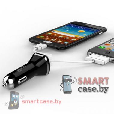 Зарядное устройство автомобильное 2 USB на MicroUSB 2100мА