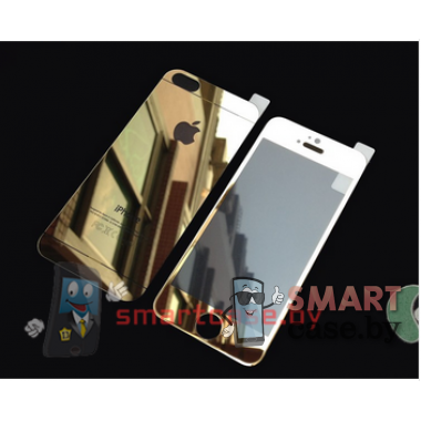 Закаленное стекло 2в1 для iPhone 5/5s на две стороны (золотое)