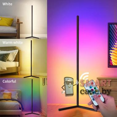 Скандинавский светодиодный напольный RGB светильник 140 см с пультом (Чёрный)