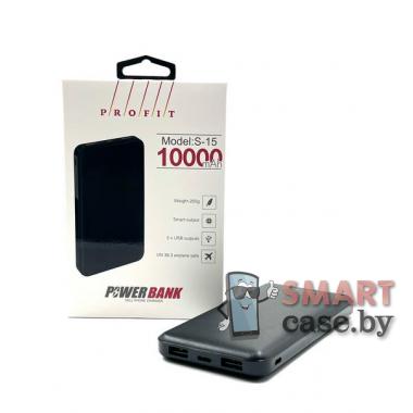 Купить внешний аккумулятор Profit S-15 10 000 mAh, 2USB, Type-C (Черный) в Минске