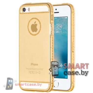 Силиконовый чехол для iPhone 5/5S HOCO (прозрачный с золотым узором)