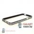 Бампер для iPhone 5 металлический (черный с белыми стразами)