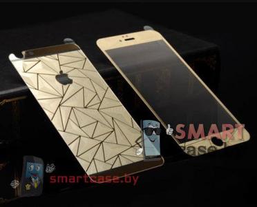 Закаленное стекло 2в1 для iPhone 6/6s на две стороны 3D (золотое)