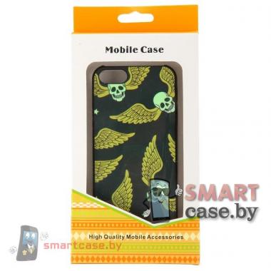 Светящийся чехол - накладка для iPhone 5 5S (Череп с крыльями)