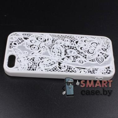 Силиконовый чехол для iPhone 5/5S (белое кружево)