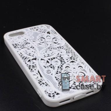 Силиконовый чехол для iPhone 5/5S (белое кружево)