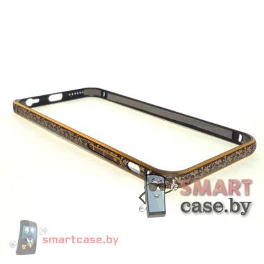 Бампер для iPhone 6 алюминиевый (черный с золотым узором)