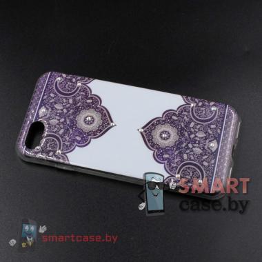 Силиконовый чехол для iPhone 7 со стразами (Фиолетовая мандала)
