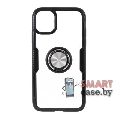 Силиконовый чехол + кольцо + магнит для iPhone XI (Чёрно-серый)