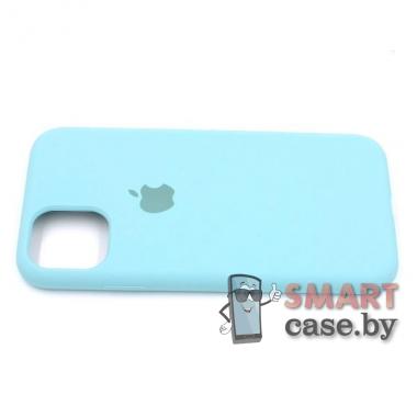 Cиликоновый чехол Silicone Case для iPhone 12 mini с яблоком (Бирюзовый)