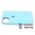 Cиликоновый чехол Silicone Case для iPhone 12 mini с яблоком (Бирюзовый)