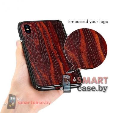 Алюминиевый бампер + крышка из дерева для iPhone X/XS (Красное дерево)