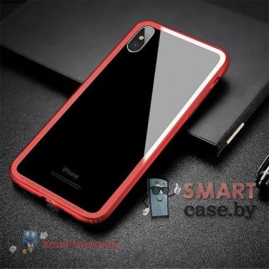 Бампер для iPhone X/XS силикон + пластик Baseus (красный)