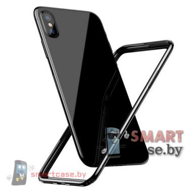 Бампер для iPhone X/XS силикон + пластик Baseus (черный)