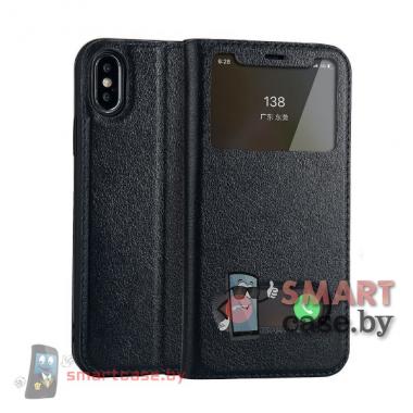 Чехол-книжка для iPhone X/XS с окном Yak (темно-синий)