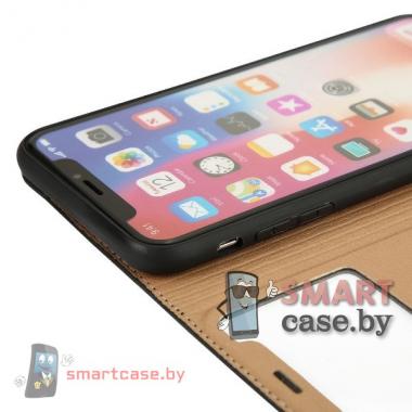 Чехол-книжка для iPhone X/XS с окном Yak (темно-синий)