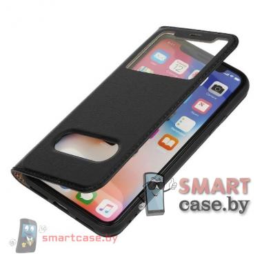 Чехол-книжка для iPhone X/XS с окном Yak (темно-синий)