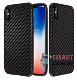 Чехол для iPhone X/XS силиконовый Carbon Fiber