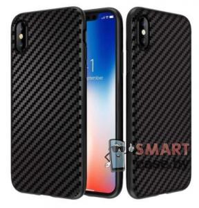 Чехол для iPhone X/XS силиконовый Carbon Fiber
