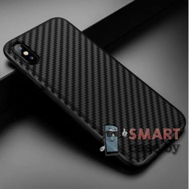 Чехол для iPhone X силиконовый Carbon Fiber