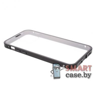 Магнитный двусторонний чехол LUPHIE для iPhone 11 (6.1) алюминий + пластик (прозрачно-чёрный)