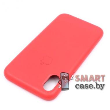 Кожаный чехол Leather Case для iPhone X/XS (Красный)