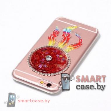 Чехол для Apple iPhone 6 / 6S с блестяшками (Ловец снов красный)