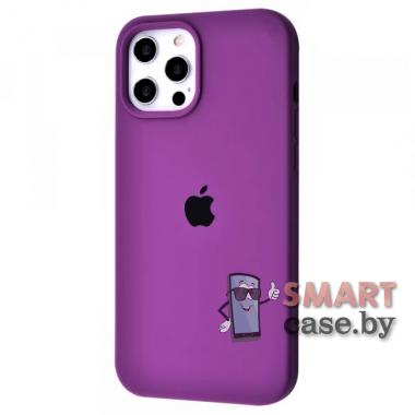 Cиликоновый чехол Silicone Case для iPhone 12 mini с яблоком (Фиолетовый)