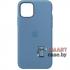 Cиликоновый чехол Silicone Case для iPhone 12 mini с яблоком (Голубой)