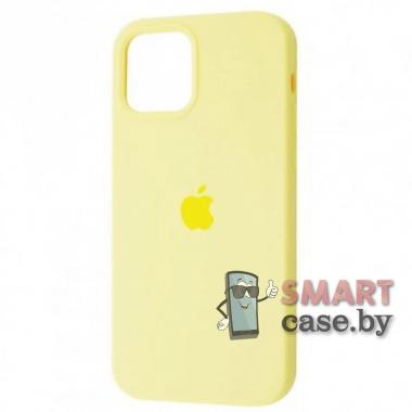 Cиликоновый чехол Silicone Case для iPhone 12 mini с яблоком (Светло-жёлтый)