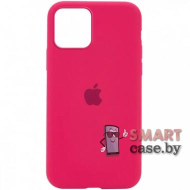 Cиликоновый чехол Silicone Case для iPhone 12 mini с яблоком (Малиновый)