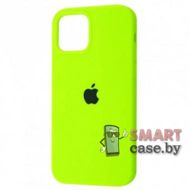 Cиликоновый чехол Silicone Case для iPhone 12 mini с яблоком (Салатовый)